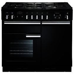 Rangemaster Professional + 100 Dual Fuel Range Cooker Gloss Black